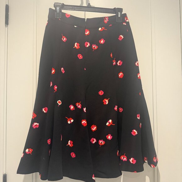 Kate Spade Skirt The Rules Black Pink Floral Ruffle A-Line Skirt Women's - Picture 4 of 7